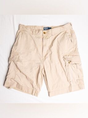 Polo Ralph Lauren Mens Cargo Shorts Size 36 Khaki Tan Cotton Classic 67 Chino